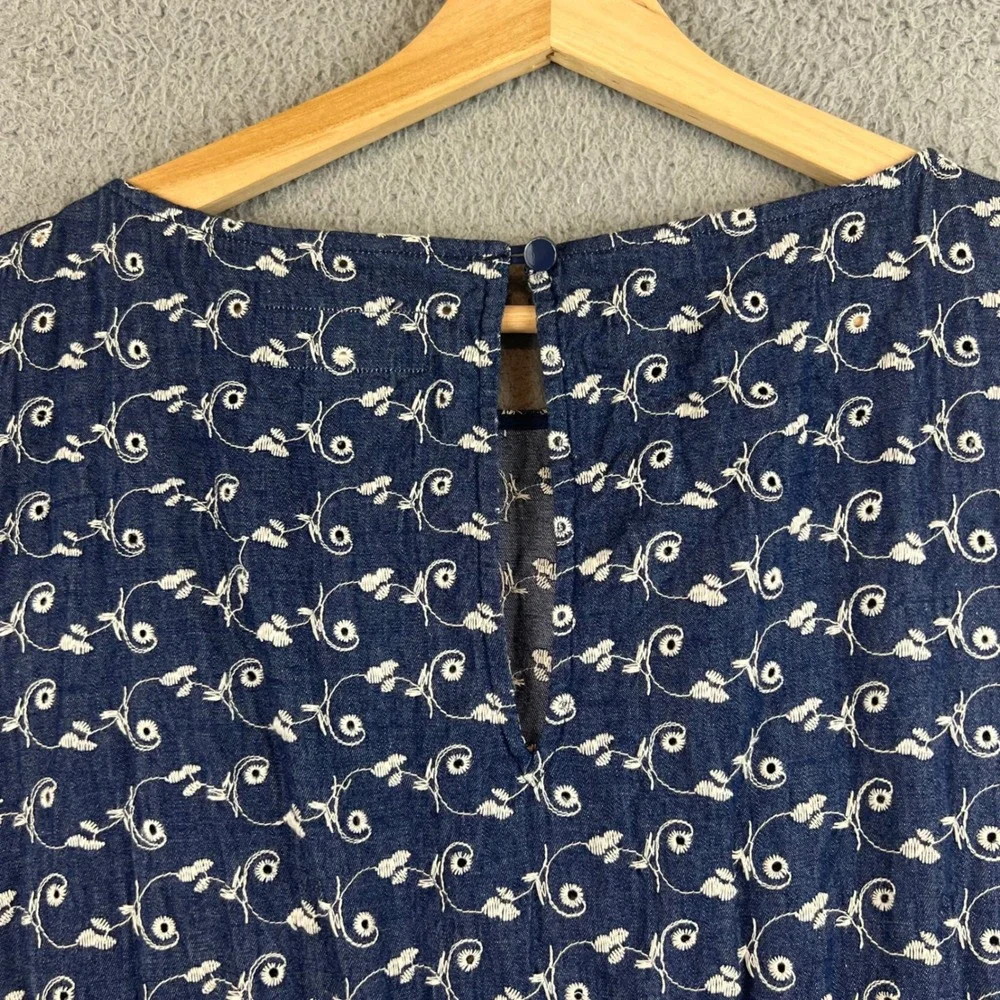 Broome Street Kate Spade New York Blue Floral Eyelet Smocked Midi Dress Size 12